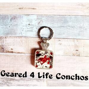 Barrel racer custom keychain ,western custom concho, rope edge concho keyring